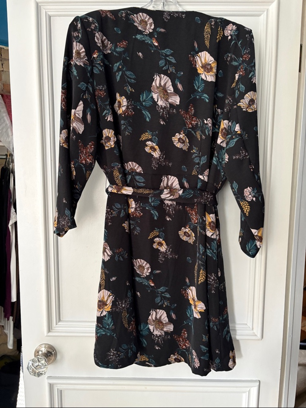 Frank And Oak Black Floral Wrap mini-Dress or Jacket - Picture 4 of 5